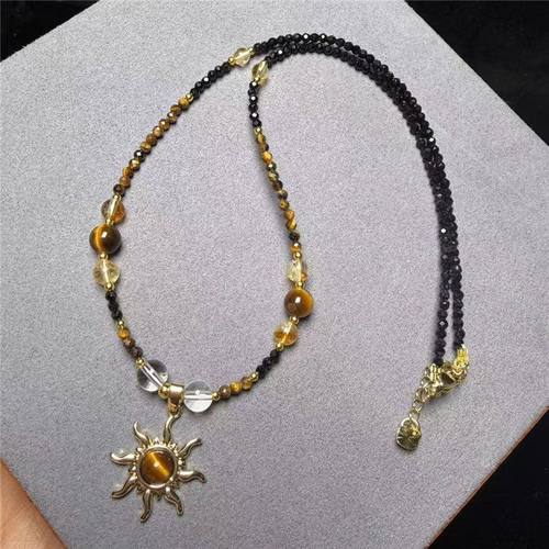 天然虎眼石项链ins风网红同款新中式时尚百搭项链美拉德闪电虎眼