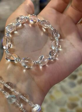 带证书天然随形白水晶碎银款女款轻奢小众设计感礼物送闺蜜