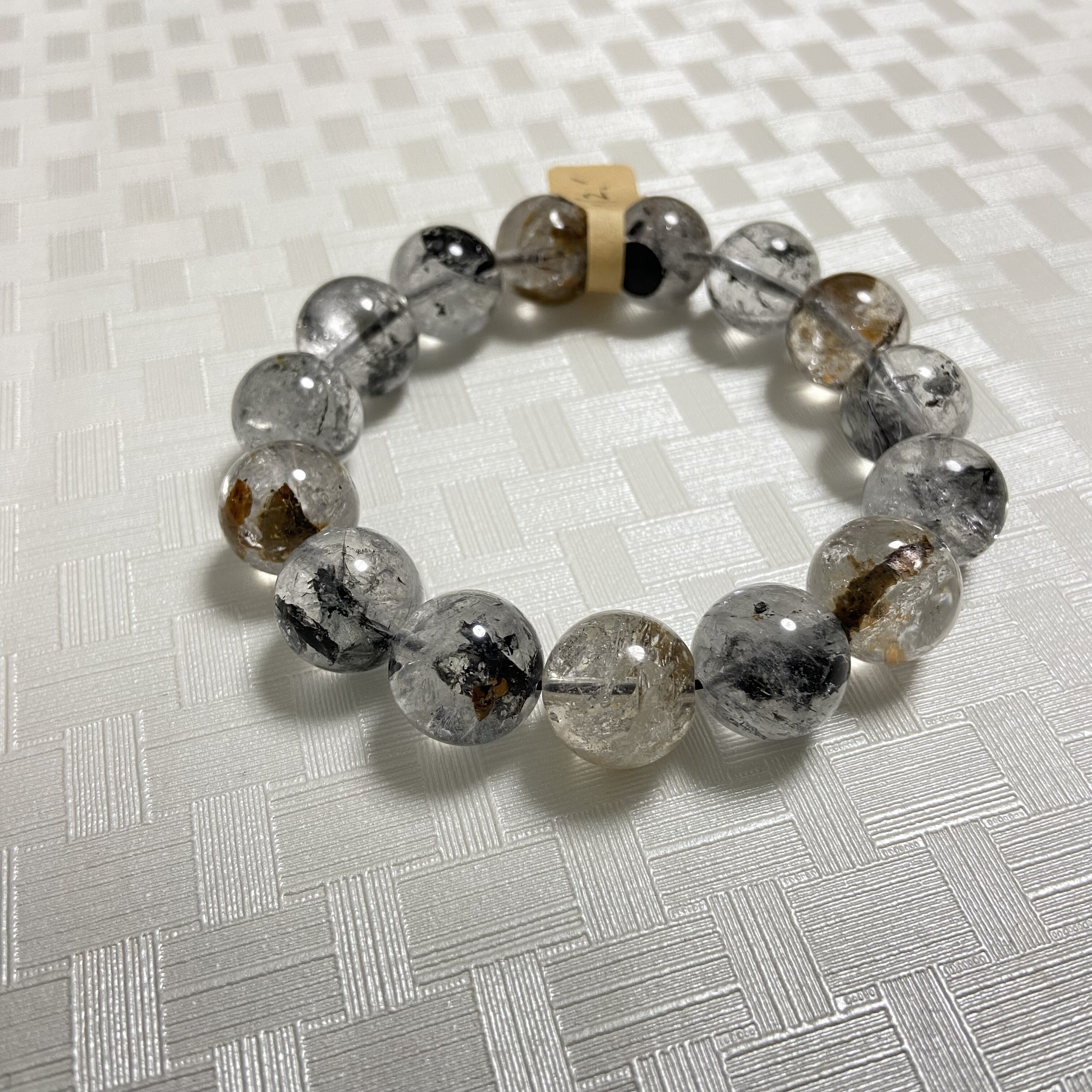 天然闪灵钻水晶手链黑闪灵黄闪灵胶花共生水晶手串男女款手链