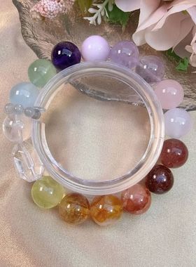 天然多宝12m白水晶随型（10*15）灰月光跑环4m轻奢女士手串W12269