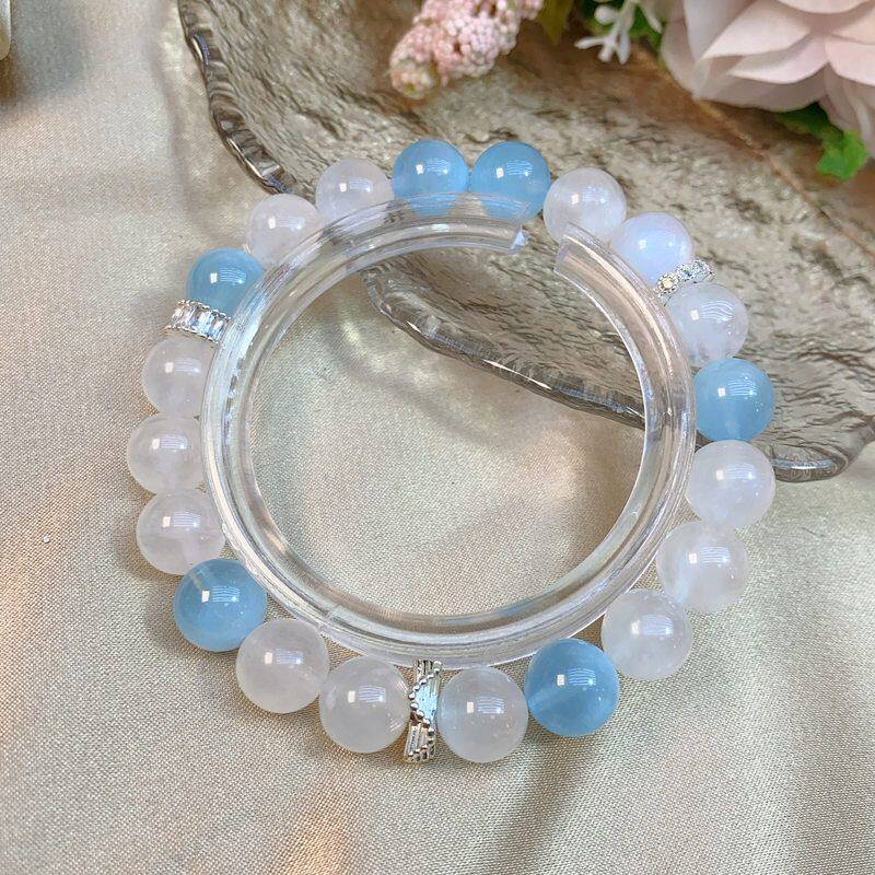 天然蓝月光搭配海蓝宝轻奢百搭