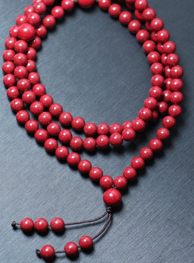 天然辰砂朱砂手串108颗佛珠手链高纯度本命年多圈转运手链