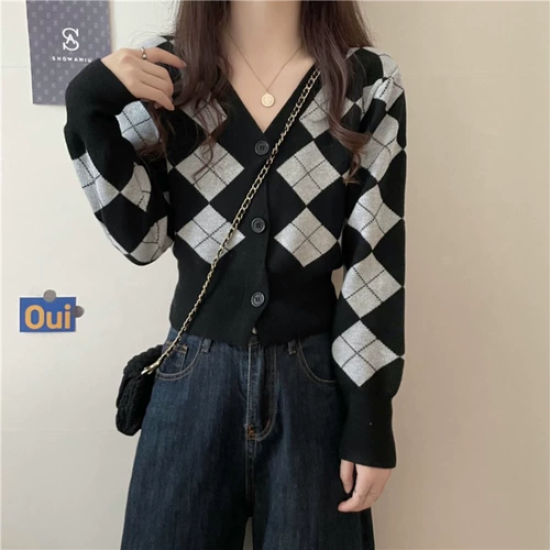 Весенний сексуальный трикотажный кардиган, приталенный лонгслив, тренд сезона, в западном стиле, V-образный вырез