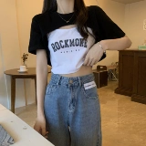 Короткий сексуальный комплект, ретро футболка с коротким рукавом, европейский стиль, в американском стиле