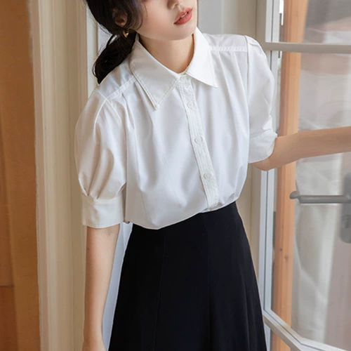 Рубашка, сексуальная летняя одежда, французский стиль, короткий рукав, подходит для подростков