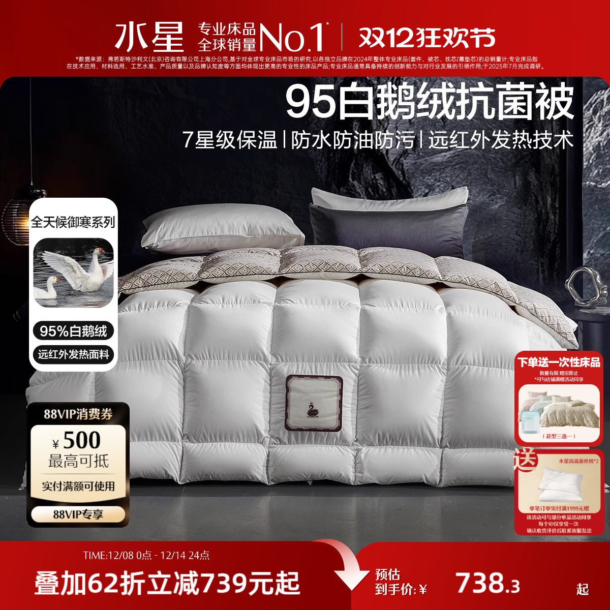 防钻绒 95大朵抗菌鹅绒填充