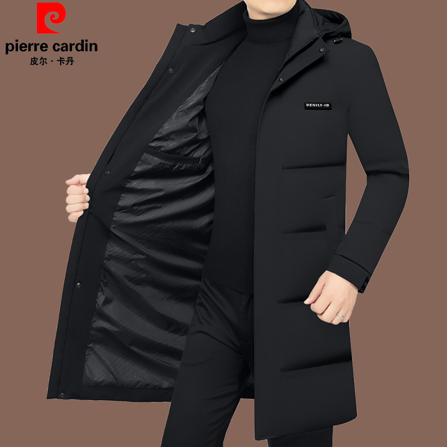 皮尔卡丹冬装新款中年男羽绒服加厚长款过膝高档鸭绒商务休闲外套,男装,羽绒服,淘宝优惠券,粉丝福利购,淘宝优惠卷
