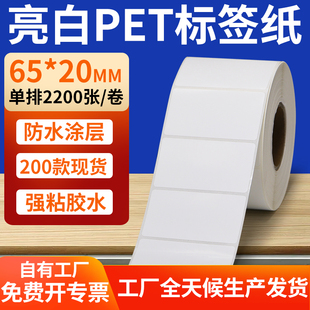 20mm白色不干胶防水贴防油撕不烂PVC6.5x2cm定做 亮白PET标签纸65