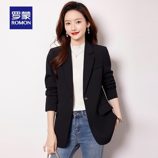 羅蒙女士時(shí)尚 簡(jiǎn)約百搭優(yōu)雅職業(yè)通勤西服 新款 休閑單西外套2025秋季