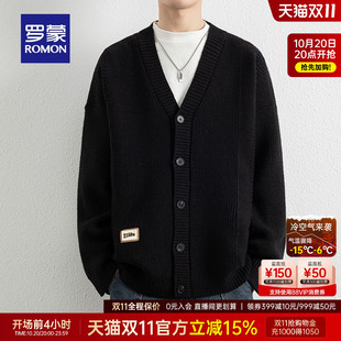 新款 罗蒙男士 2025秋季 V领针织开衫 百搭休闲舒适保暖外套 潮流时尚