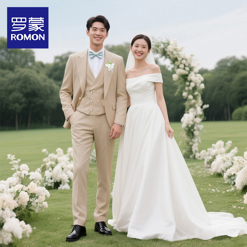 罗蒙男士西服套装2025秋季新款时尚休闲商务装新郎结婚订婚西装NX