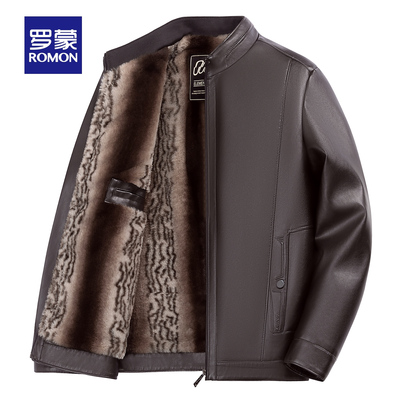 罗蒙男士保暖皮衣2025秋冬季新款