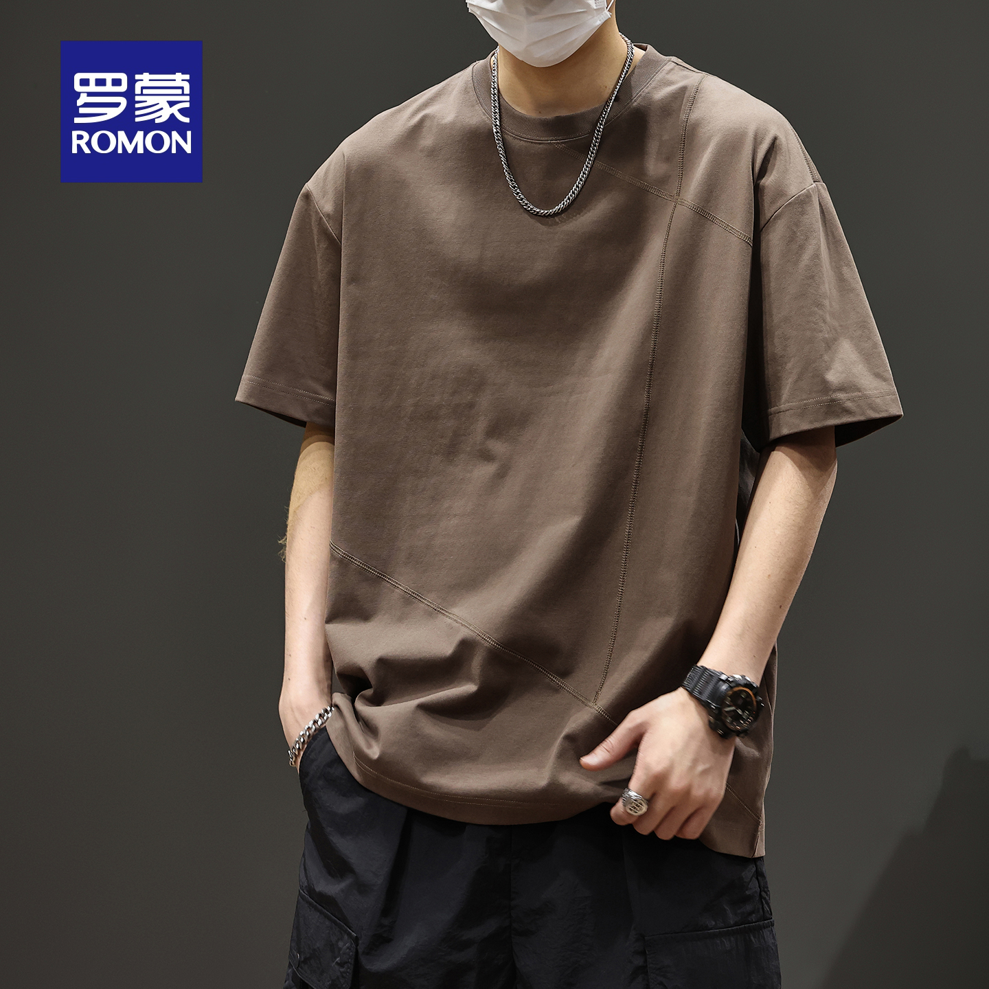 罗蒙重磅男士短袖T恤衫夏季新款