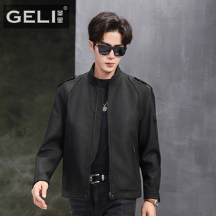 2025新款海宁真皮皮衣男磨砂绵羊皮夹克短款立领时尚修身机车外套