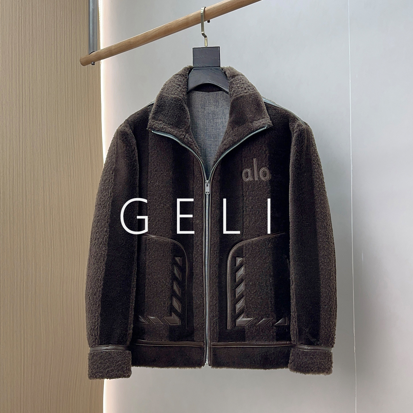 GELI100%羊毛男皮毛一体夹克