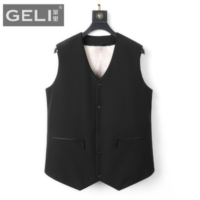 男士派克服马甲外套整貂十字貂内胆皮毛一体貂皮大衣中老年坎肩厚