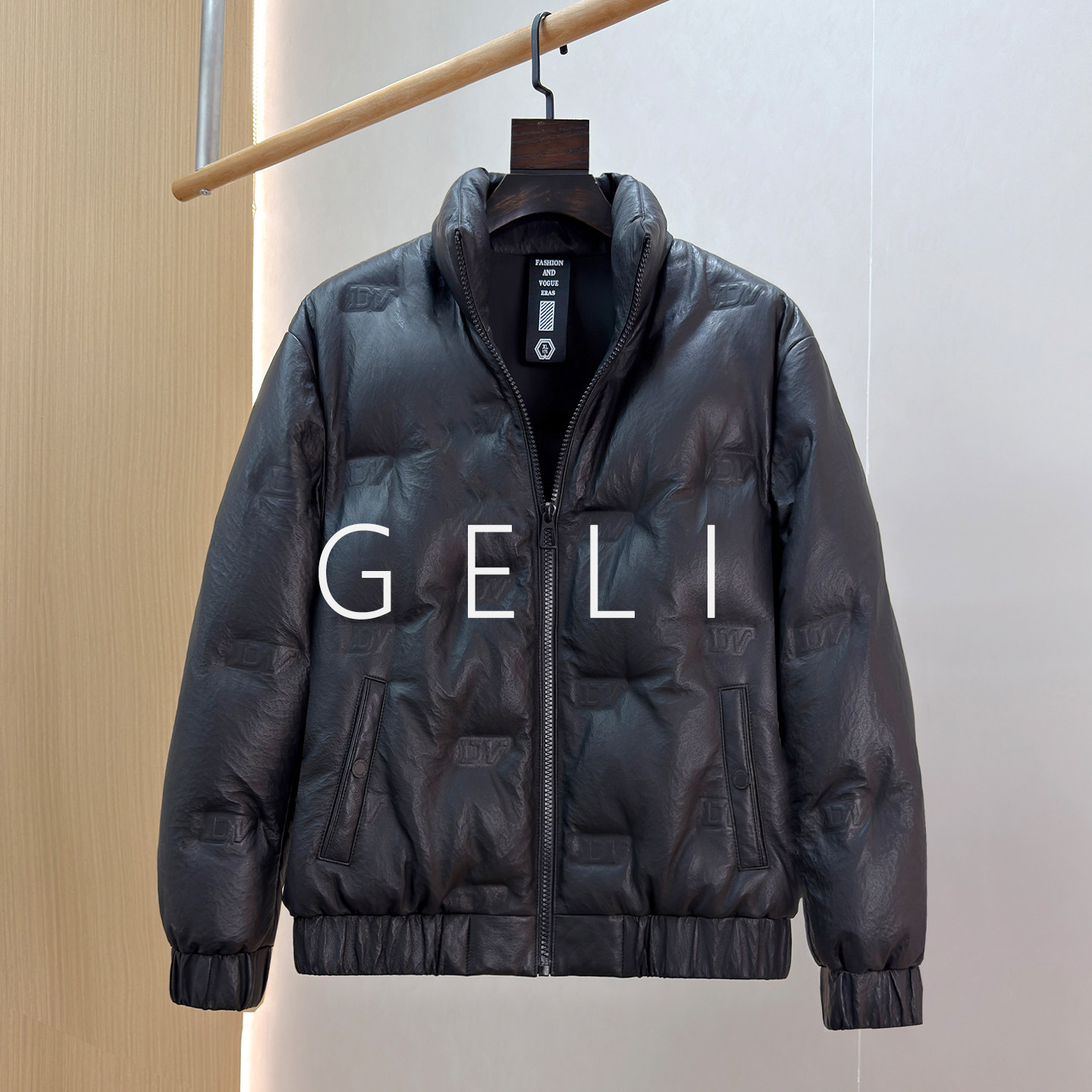 GELI冬季真皮白鹅绒男士皮衣