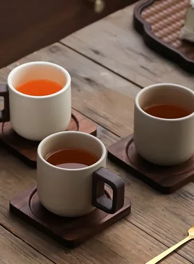 陶土粗陶瓷咖啡杯中式家用小巧精致拿铁哑光陶瓷水杯小众复古设计