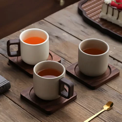 陶土粗陶瓷咖啡杯中式家用小巧精致拿铁哑光陶瓷水杯小众复古设计