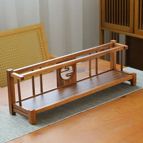 桌面置物架小型中式博古架木质茶杯收纳紫砂壶品茗茶具二层展示架