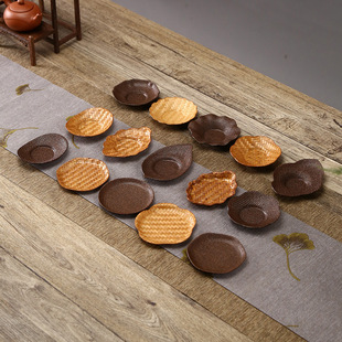 竹编功夫茶杯垫隔热垫创意迷你果盘茶楼酒店点心碟禅意杯碟茶杯托