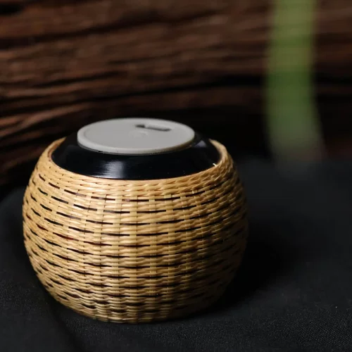 竹简茶韵镂空纹手工竹编小音箱