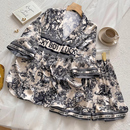 家居服套装 新款 短裤 ins风水墨画高颜值夏季 可外穿 冰丝睡衣女短袖