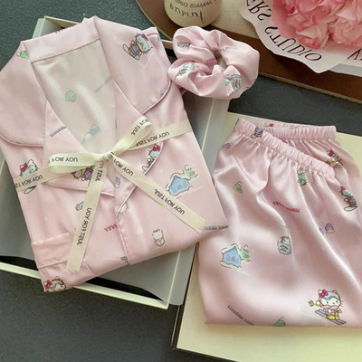 网红HelloKitty冰丝高档睡衣夏季少女短袖短裤可爱风高颜值家居服