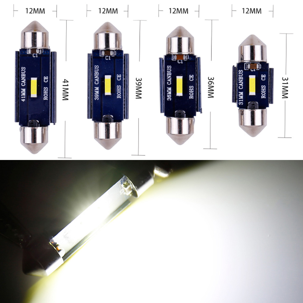 1对汽车阅读灯车内灯双尖灯T10解码带散热片改装灯牌照灯LED照明