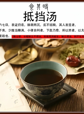 食其时 抵挡汤 虻虫去足翅 水蛭 脉微沉 少腹当鞭满  1剂40g