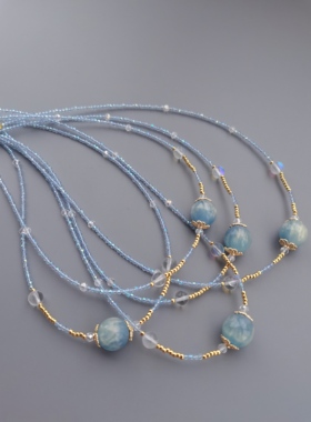 一梦星河原创汉服配饰璎珞项链日常蓝色珠子项链女夏季饰品