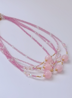 原创设计/粉晶项链锁骨链设计感小众复古颈链ins风叠戴