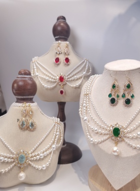 一梦星河/原创设计lo手作项链复古风珍珠耳环套装重工礼服