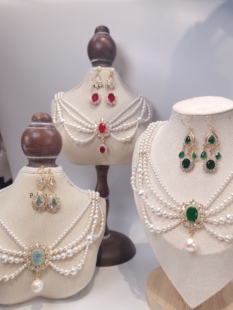 一梦星河/原创设计lo手作项链复古风珍珠耳环套装重工礼服