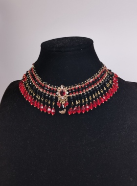 一梦星河/原创设计汉服配饰lo手作黑红复古哥特锁骨链choker项链