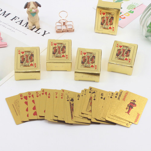 扑克牌pvc塑料扑克防水黄金色朴克牌超迷你桌游牌子儿童扑克礼物