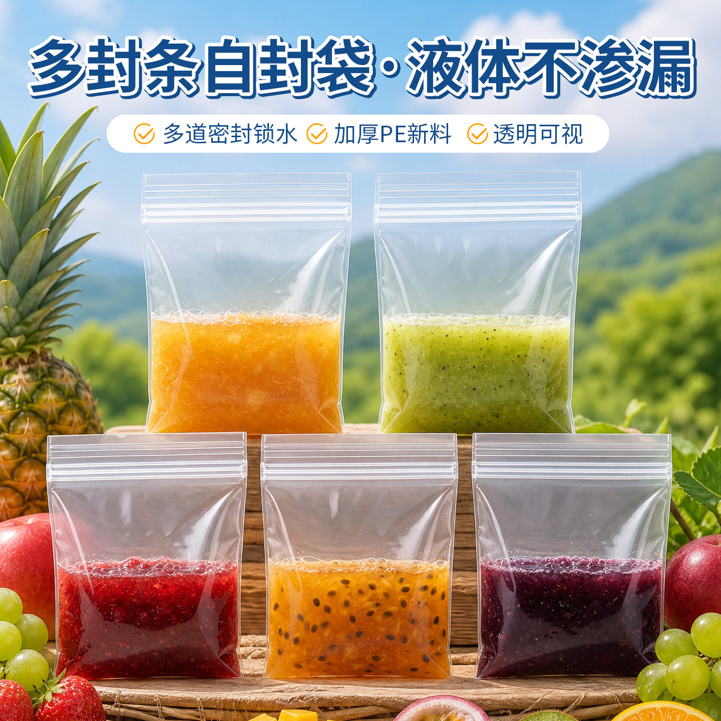 透明密封果酱自封袋调味料饮料防水防漏包装饮料袋小号外卖密封袋