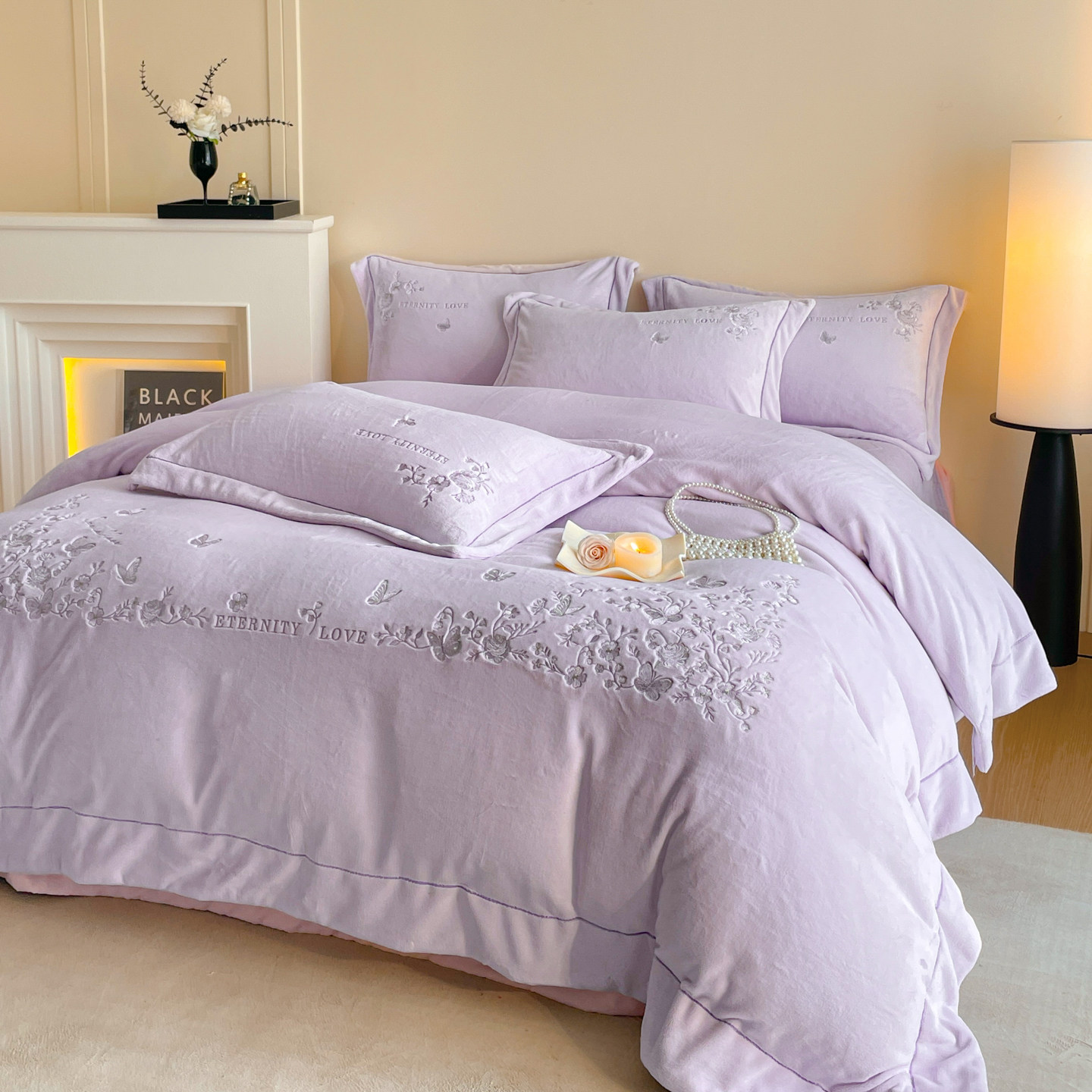 2025新款床单款床笠款床盖款240克全消光高档刺绣牛奶绒四件套