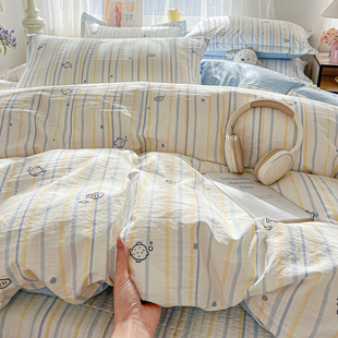 亲肤舒适化纤面料防螨防过敏家纺床上用品印花床盖三件套四件套