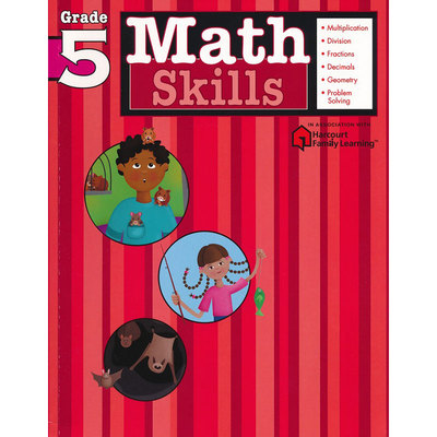 美国小学数学教辅五年级 哈考特家庭学习学科专项训练 Math Skills: Grade 5 Harcourt Family Learning英文原版进口书逻辑思维