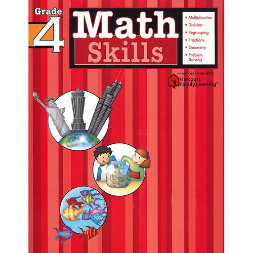 美国小学数学教辅四年级 哈考特家庭学习学科专项训练 Math Skills: Grade 4 Harcourt Family Learning英文原版进口书逻辑思维