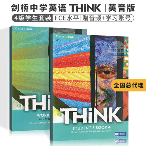 剑桥中学英语教材Think 4级学生书+练习册(赠音频+答案)套装Cambridge English FCE考试B2水平 英文原版进口课程