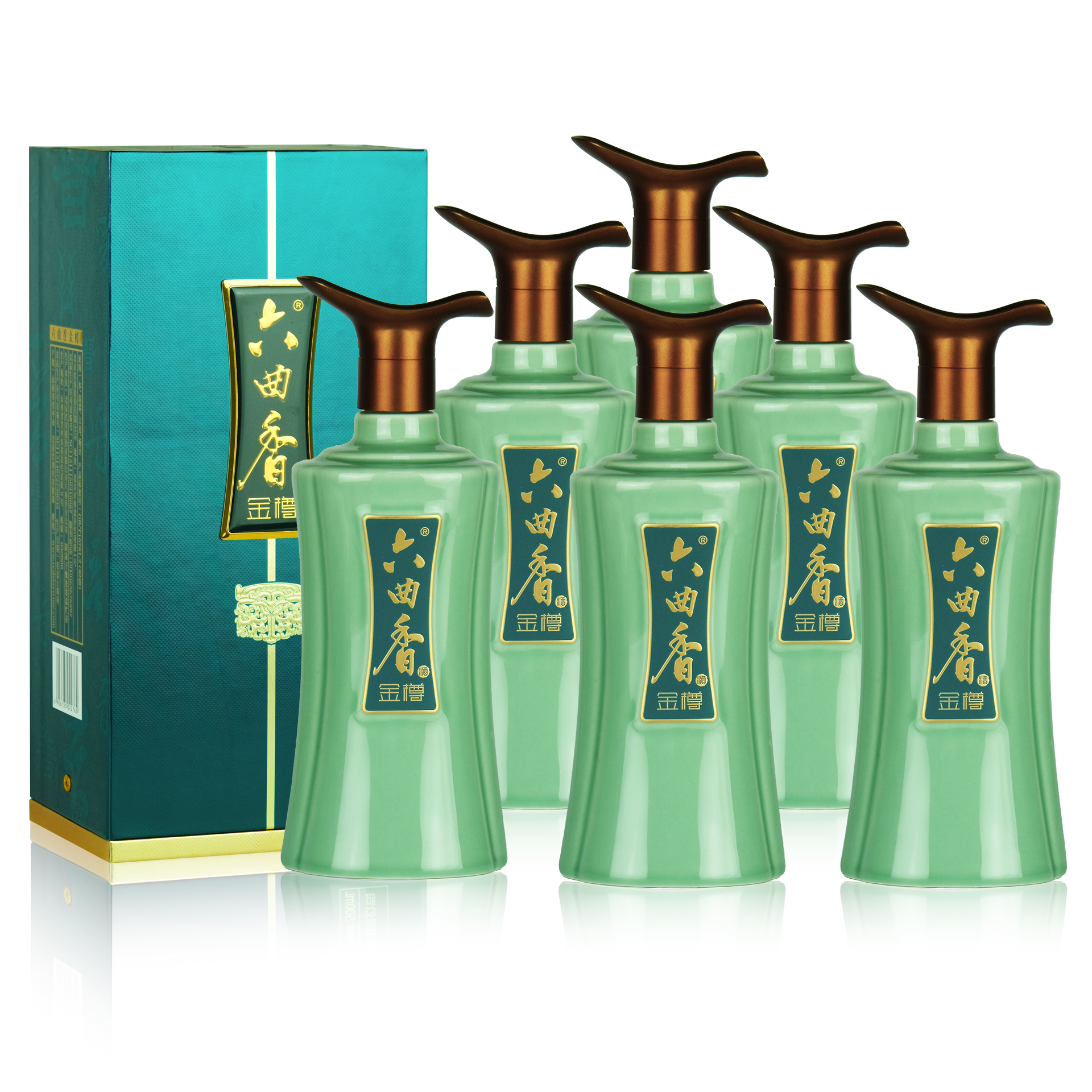 祁县六曲香金樽42度整箱6盒清香