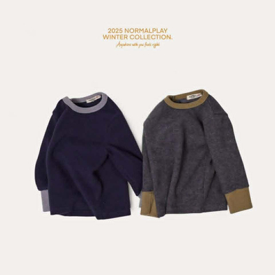 韩国童装代购2025冬款NORMALPLAY男女孩百搭时尚儿童长袖打底T恤