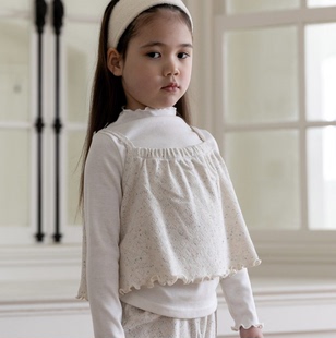 韩国童装代购2026春新款OATMEAL女孩百搭时尚儿童外穿短吊带背心