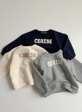 韩国童装代购ATOMEME男女孩小童2025冬季新款儿童加绒宽松卫衣