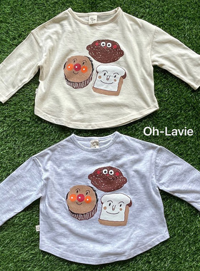 韩国童装代购2025秋季新款OhLaVie男女孩宝宝百搭儿童卡通长袖T恤