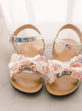 【韩国代购】童鞋balsori女孩宝宝2026夏百搭亮片闪灯底儿童凉鞋