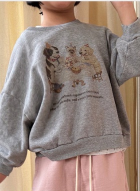 韩国童装代购2026春新款MiniBonbon男女孩百搭儿童卡通休闲卫衣