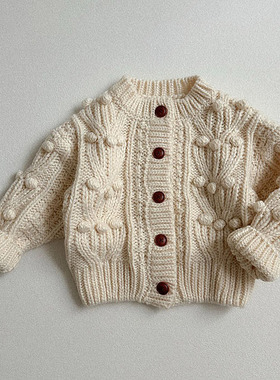 韩国进口童装代购ATOMEME男女孩宝宝2025冬新款儿童圆领毛衣外套